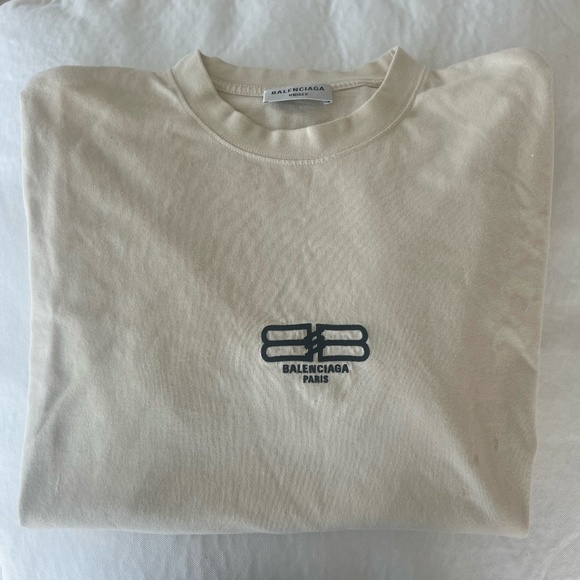 BALENCIAGA UNITY SPORTS ICON STRETCHED-OUT T-SHIRT OVERSIZED IN LIGHT BEIGE - Picture 1 of 2